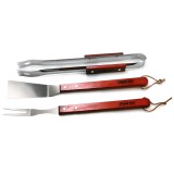 Ustensile pentru barbecue, grill, gratar, inox, maner lemn, set 3 buc, Strend Pro