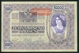 q601 AUSTRIA UNGARIA 10000 KRONEN COROANE 1918 SUPRATIPAR D&Ouml; 1919 NECIRCULATA UNC
