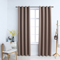 Draperii opace cu inele metalice, 2 buc., gri taupe, 140x225 cm GartenMobel Dekor foto