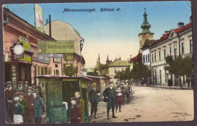 1199 - SIGHET, Maramures, store, market - old postcard, CENSOR - used - 1916 foto