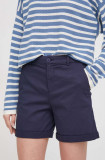 United Colors of Benetton pantaloni scurti femei, culoarea albastru marin, neted, high waist