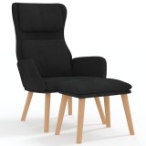 Cumpara ieftin Scaun de relaxare cu taburet, negru, catifea