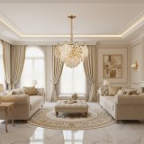Candelabru din Cristal Eleganza 9xE14, auriu lucios, reglabil, 50 cm