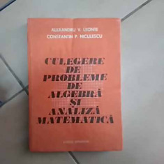 Culegere De Probleme De Algebra Si Analiza Matematica - Alexandru V. Leonte Constantin P. Niculescu ,549746