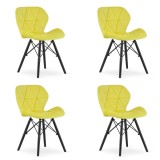 Set 4 scaune stil scandinav, Artool, Lago Velvet, catifea, lemn, galben si negru, 47x52x73.5 cm