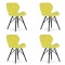Set 4 scaune stil scandinav, Artool, Lago Velvet, catifea, lemn, galben si negru, 47x52x73.5 cm