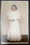 Fotografie tip carte postala, necirculata, fetita catolica la Sfanta Prima Impartasanie, 1940