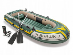 Barca Gonflabila Intex SeaHawk 3 cu 2 Scaune, Vasle si Pompa Incluse pentru Pescuit, Rafting sau Agrement foto