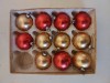 Lot 11 globuri vechi de sticla, mici, colorate rosu si auriu, 4cm diametru, West Germany
