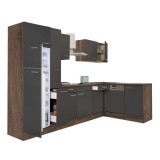 Unitate Bucatarie Colt Leziter Yorki 310 Stejar/Antracit cu Frigider si Congelator Superior