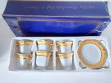 Cumpara ieftin Set 12 piese: 6 cesti cafea + 6 farfurioare. Peach, Japan, noi, in cutie, gold