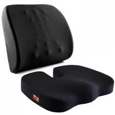 Set 2 Perne Ortopedice Linomag&reg;, Perna sezut si Perna lombara, din Spuma cu memorie, Negru inchis
