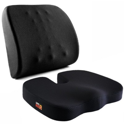 Set 2 Perne Ortopedice Linomag&amp;reg;, Perna sezut si Perna lombara, din Spuma cu memorie, Negru inchis foto