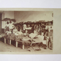 Fotografie carte poștală dormitor cu militari germani in Pskov/Pleskau-Rusia WWI