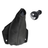 Set nuca cu manson schimbator viteze MARTI-NIK 15 compatibil cu PEUGEOT 307 2001-2008, 5 viteze, piele naturala, fara un cadru, negru cu cusatura neag