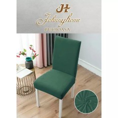 Set 4 Huse Elastice pentru Scaun, Bumbac, Verde - SIPRS03