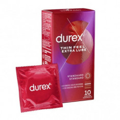 Prezervative ultra subtiri Durex Thin Feel, Extra Lubrifiate, 56 mm, 1 cutie x 10 buc