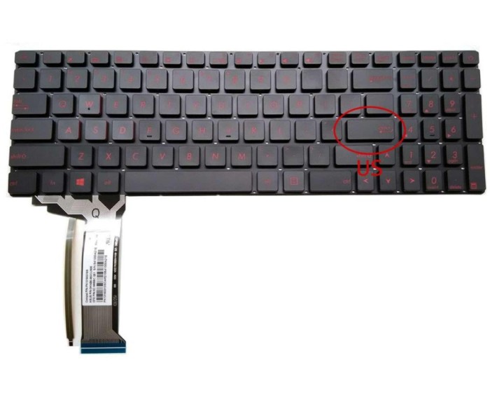 Tastatura Asus Neagra 90NB06R2 R30320 iluminata layout US fara rama enter mic, G551 iluminata layout US fara