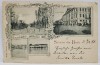 SALUTARI DIN BRAILA , INUNDATIA PORTULUI 1897 , MONUMENTUL SI STRADA REGALA , CARTE POSTALA , LITOGRAFIE , CLASICA