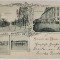 SALUTARI DIN BRAILA , INUNDATIA PORTULUI 1897 , MONUMENTUL SI STRADA REGALA , CARTE POSTALA , LITOGRAFIE , CLASICA