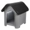 Cușcă C&acirc;ini Plastic, Gri Negru, 75x59x66 cm, Acoperiș Rezistent, Ferestre Aerisire