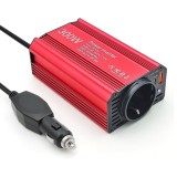 Invertor auto 300W 12V-220V cu USB-C PD 65W si USB QC3.0, convertor tensiune pentru laptop, telefon, tableta, camera, aparate mici, camping si calator