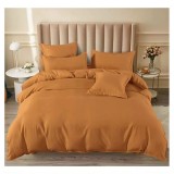 Cumpara ieftin Lenjerie de pat dublu Bumbac Finet 6 Piese cu Elastic, Caramiziu- SIPRT190