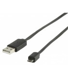 Cablu USB 2.0 USB A tata - micro USB B tata plat 1m negru Valueline