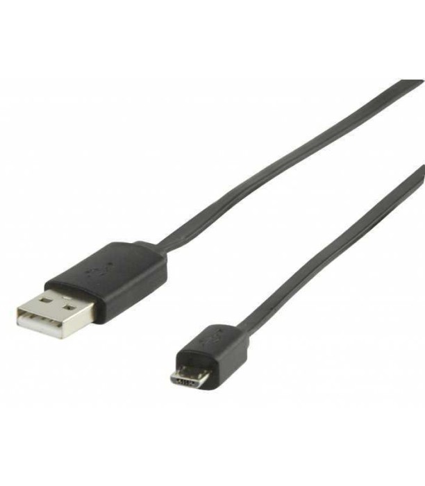 Cablu USB 2.0 USB A tata - micro USB B tata plat 1m negru Valueline