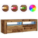 Cumpara ieftin Noptiere cu LED-uri, 2 buc., Lemn vechi, 60x35x40 cm
