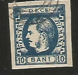 (No2)-timbre-(L.P.26)-Romania-CAROL I cu favoritii 1896- 10 bani albastru, Stampilat