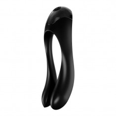 Vibrator Finger Candy Cane Silicon Negru 11 cm foto