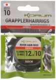 Carlige Legate KORUM River Grappler Hair Rigs M1 Barbed, Nr.14, 100cm, 5buc/pac