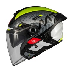 Casca open face pentru scuter - motocicleta MT Cosmo SV Silence B3 galben fluor lucios (ochelari soare integrati) L (59/60cm)