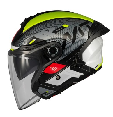 Casca open face pentru scuter - motocicleta MT Cosmo SV Silence B3 galben fluor lucios (ochelari soare integrati) L (59/60cm) foto