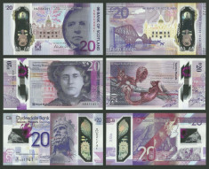 SCOTLAND SCOTIA ? SET ? 20 Pounds 2019 2020 BoS + RBoS + Clydesdale POLYMER UNC foto