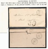 France 1857 Stampless 30 CENT TAXED Cover METZ TO ETOILE - RAIL DB.086