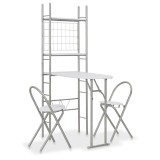 Set mobilier bucatarie cu depozitare, 3 piese, alb, MDF si otel GartenMobel Dekor, vidaXL