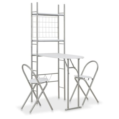 vidaXL Set mobilier bucătărie cu depozitare, 3 piese, alb, MDF și oțel foto