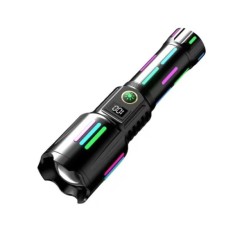 Lanterna LED din aluminiu, acumulator inclus 26650mah, 30W, 2000Lm, incarcare USB Type-C, Zoom ajustabil, negru, 5 moduri de iluminare, BZRSH