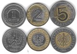 POLONIA LOT / SET Nr 1 - 3 buc : 1 + 2 + 5 Zloti 1994