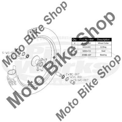 MBS Set bucse distantier + rulmenti roata fata Suzuki RM 125 2001-2007, Cod Produs: PWFWCS05500VP foto