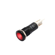 Indicator martor LED plat de panou din aluminiu anodizat, 12mm, pini 6.3mm, rosu, 12-24V DC, IP67, FL1A-12FJ-1-RED