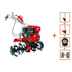 Motocultor Loncin LC1200, viteza 3+1, 8 CP, cu roti de cauciuc, plug, rarita si roti metalice, 110 cm foto