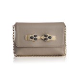 Cumpara ieftin Poseta Piele Naturala Dama Blair Taupe - Geanta de Umar/Clutch, Curea Piele &amp; Lant Metalic, Lucrata Manual, Grecia