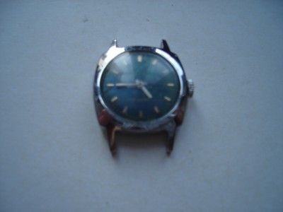 Ceas dame mecanic sovietic Slava 17 jewels, cadran verde, defect, cheita blocata foto
