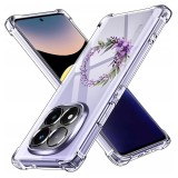 Husa antisoc pentru xiaomi redmi note 14 pro+, airbag, pink wreath 10, clear