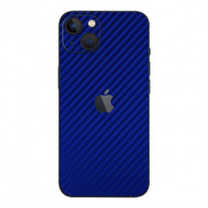 Set Folii Skin Acoperire 360 Compatibile cu Apple iPhone 13 Mini - ApcGsm Wraps Skin Carbon Blue