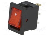 Intr cr 19.2x13mm 3A/250Vac rosu cu iluminare