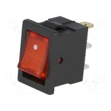 Intr cr 19.2x13mm 3A/250Vac rosu cu iluminare